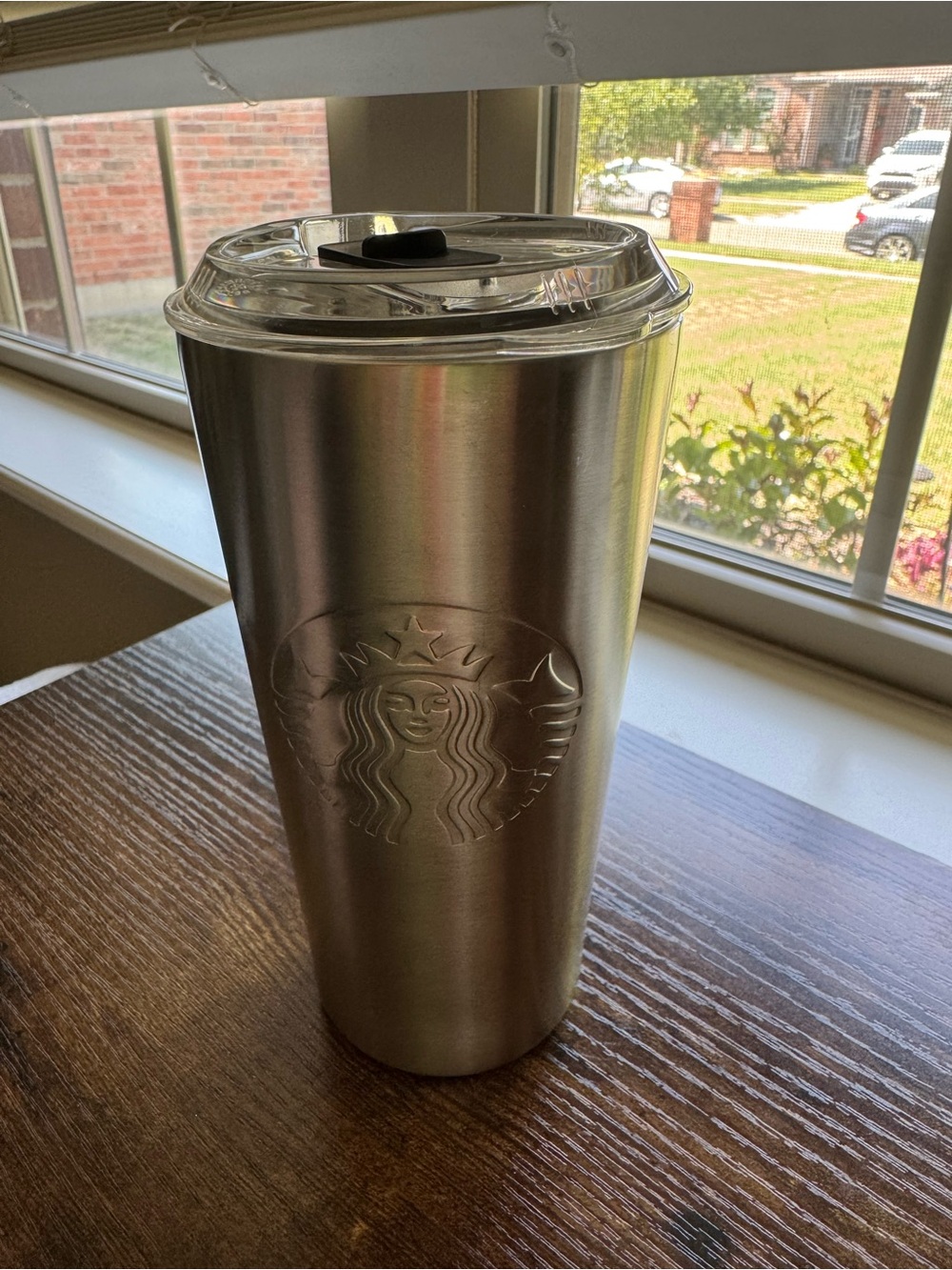 Starbucks Stainless Steel Tumbler Cup 24 oz Silver Siren Logo Flip Lid 2021